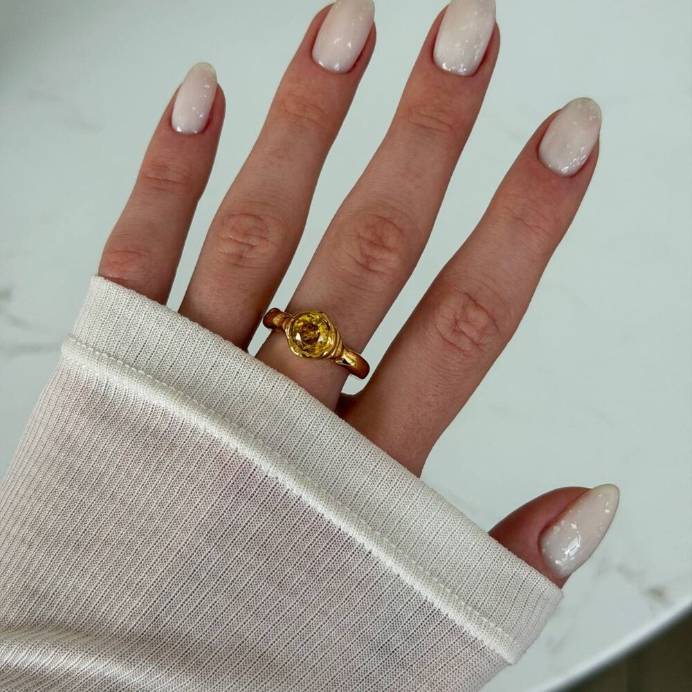 SKU0526 Retro Gold/Gold Gemstone Women Vintage inspired‎ Ring stainless steel - Picture 3 of 4